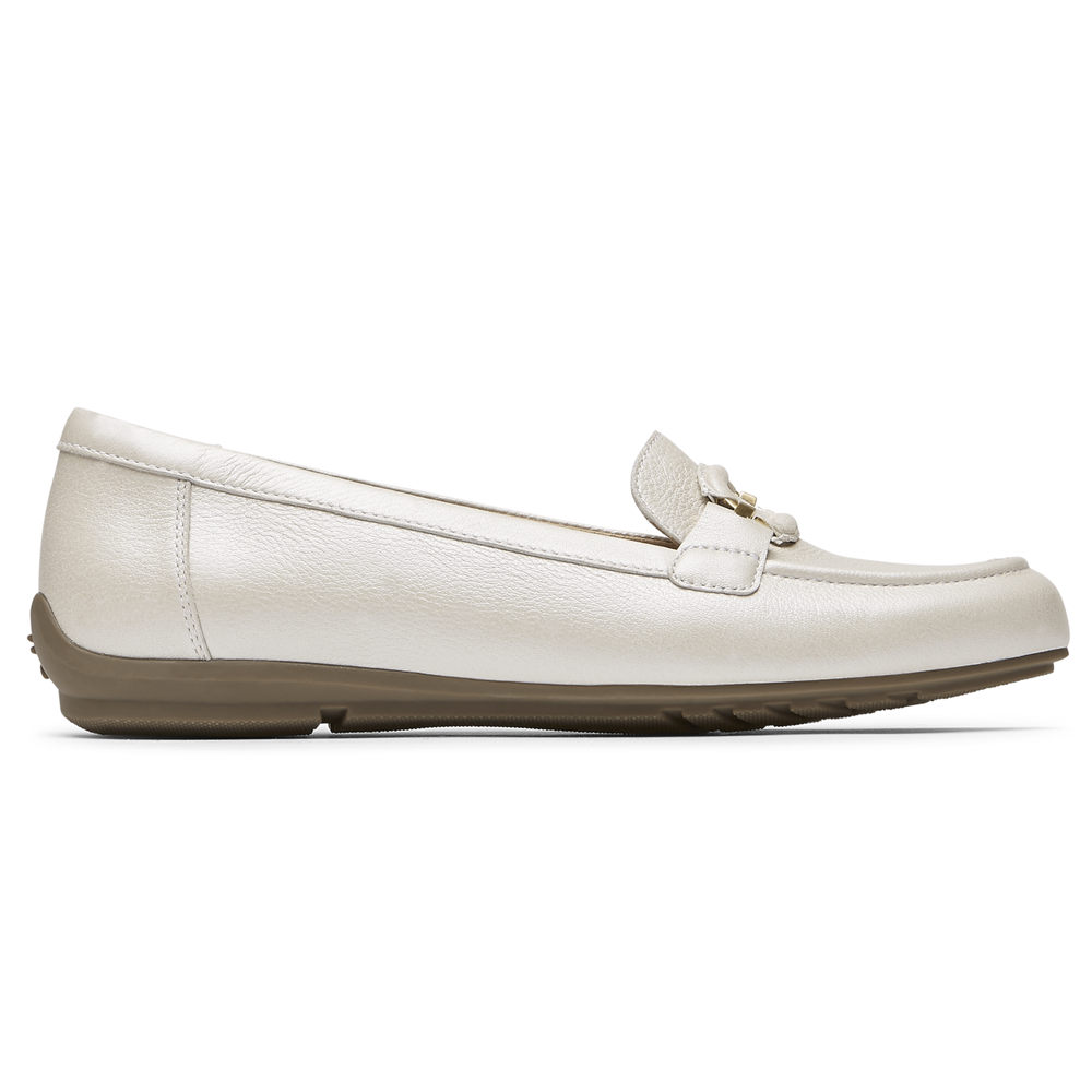 Rockport Womens Total Motion Circle Driver - Loafers White - HBG543607